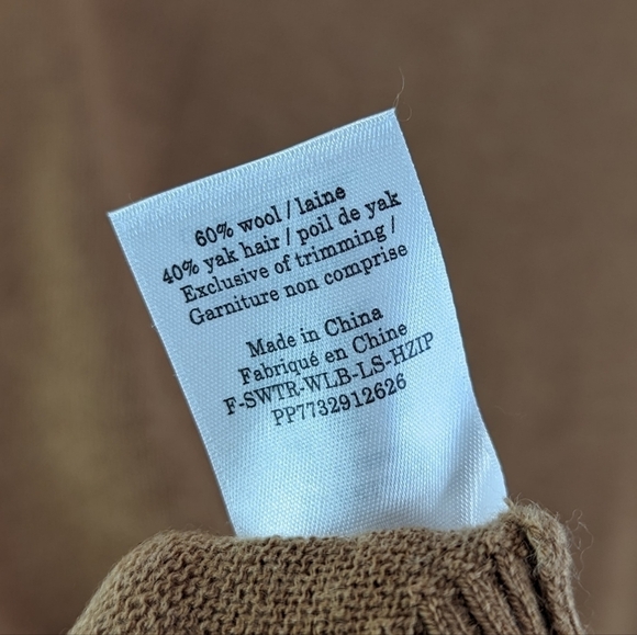 Everlane Sweater Women Brown The Luxe Merino Half Zip Camel Tawny Tan Yak - Picture 12 of 16